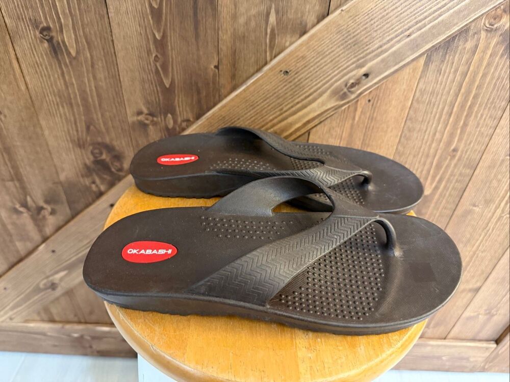 Okabashi Size XL Brown Comfort Flip Flop Sandals Massage Footbed Made in USA
